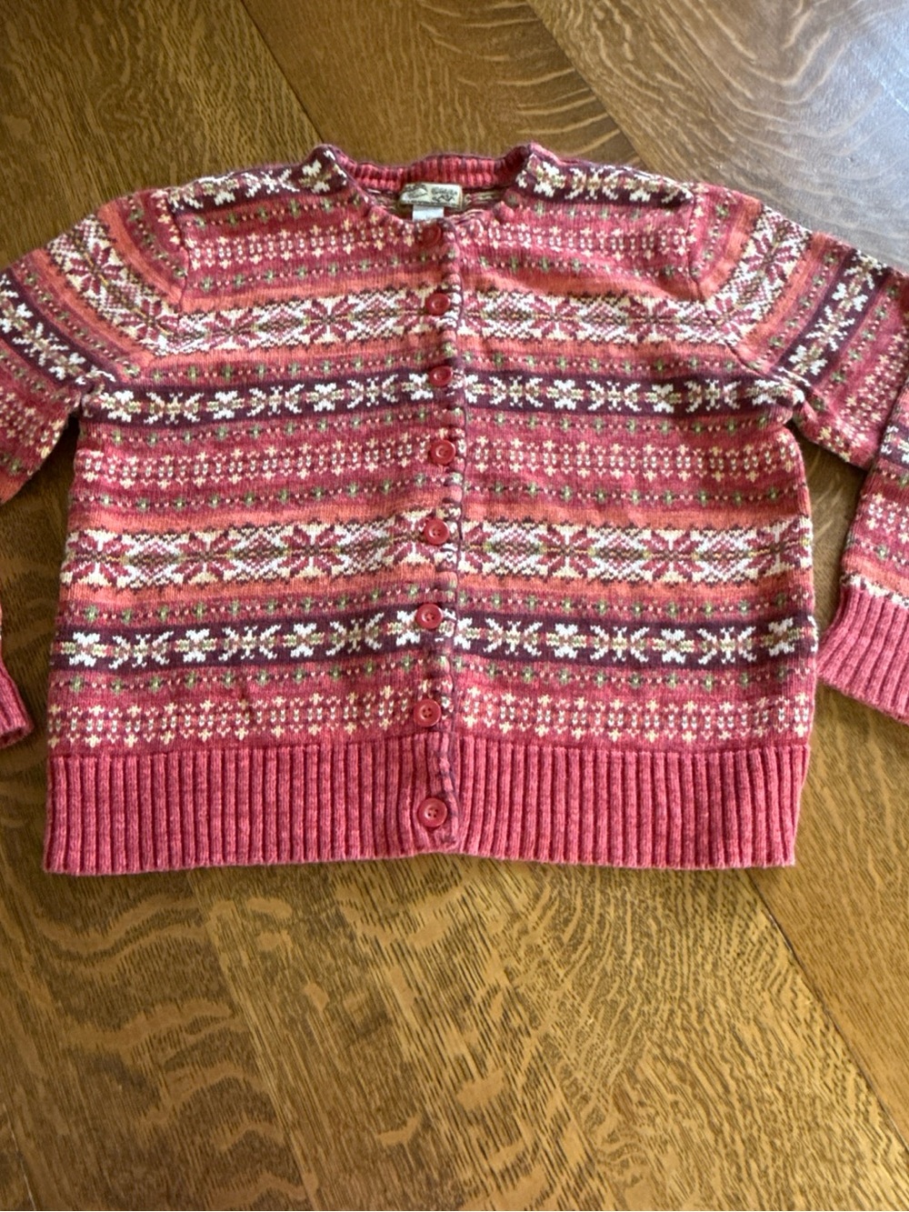 Pink Fair Isle Button-Front Cardigan Sweater
